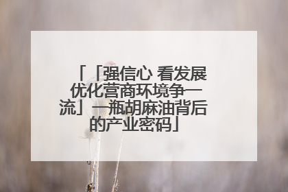 「强信心 看发展 优化营商环境争一流」一瓶胡麻油背后的产业密码