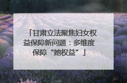 甘肃立法聚焦妇女权益保障新问题：多维度保障“她权益”