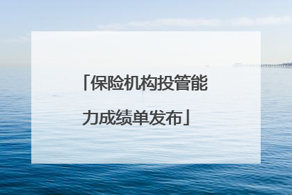 保险机构投管能力成绩单发布