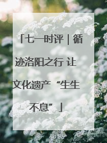 七一时评｜循迹洛阳之行 让文化遗产“生生不息”