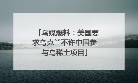 乌媒爆料：美国要求乌克兰不许中国参与乌稀土项目