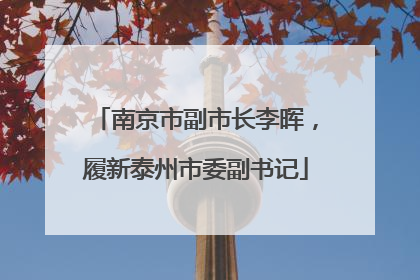 南京市副市长李晖，履新泰州市委副书记