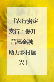 农行贵定支行：提升普惠金融 助力乡村振兴