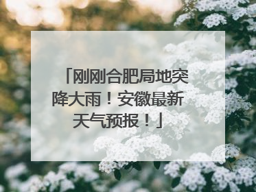 刚刚合肥局地突降大雨！安徽最新天气预报！