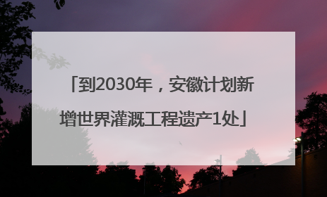 到2030年，安徽计划新增世界灌溉工程遗产1处