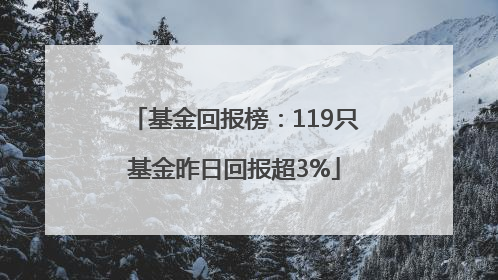 基金回报榜：119只基金昨日回报超3%
