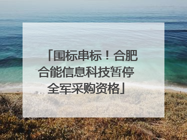 围标串标！合肥合能信息科技暂停全军采购资格