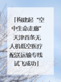 构建起“空中生命走廊” 天津首条无人机低空医疗配送运输专线试飞成功