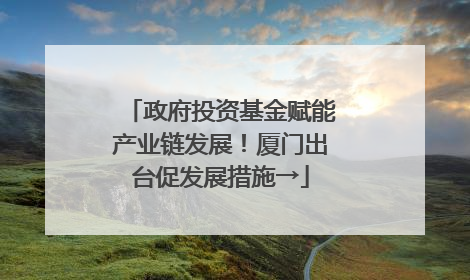 政府投资基金赋能产业链发展！厦门出台促发展措施→