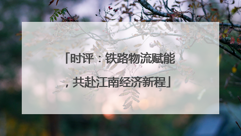 时评：铁路物流赋能，共赴江南经济新程