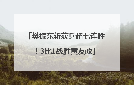樊振东斩获乒超七连胜！3比1战胜黄友政