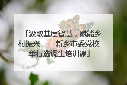汲取基层智慧，赋能乡村振兴——新乡市委党校举行选调生培训课