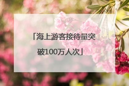 海上游客接待量突破100万人次
