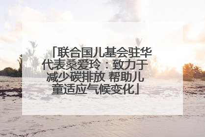 联合国儿基会驻华代表桑爱玲：致力于减少碳排放 帮助儿童适应气候变化