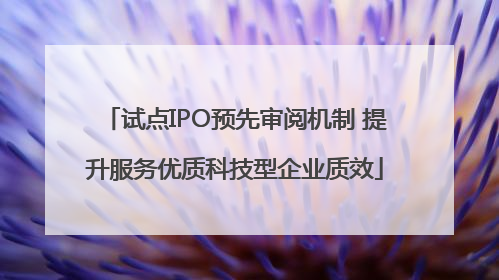 试点IPO预先审阅机制 提升服务优质科技型企业质效
