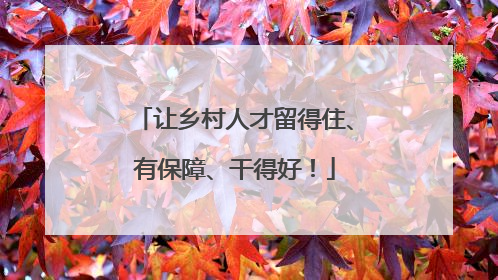 让乡村人才留得住、有保障、干得好！