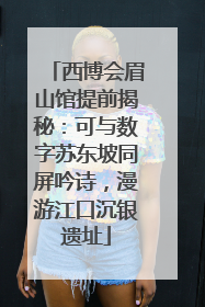 西博会眉山馆提前揭秘：可与数字苏东坡同屏吟诗，漫游江口沉银遗址