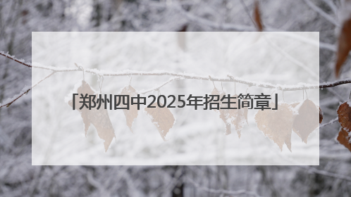 郑州四中2025年招生简章