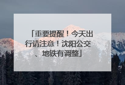 重要提醒！今天出行请注意！沈阳公交、地铁有调整
