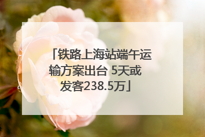 铁路上海站端午运输方案出台 5天或发客238.5万