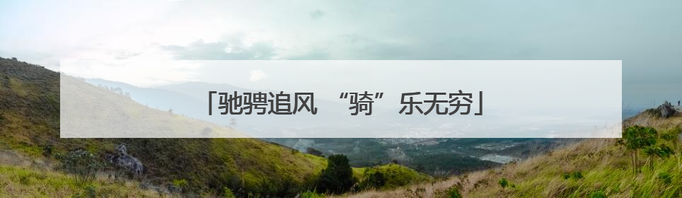 驰骋追风 “骑”乐无穷